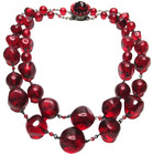 Gorgeous French Red Chunky Glass Beaded Vintage Necklace