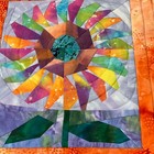 Handmade Dresden  Applique Art Quilt Wall Hanging Bright Colors Sunflower