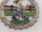 Vintage Trivet Cast Iron Amish Man Or Boy White Painted