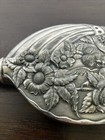 Antique Victorian Repousse Silver Hip Flask Cherub Angel Floral 19thc