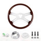 18  4 Spoke Wood Steering Wheel Chrome For Freightliner Peterbilt Kenworth Volvo