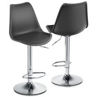 2pcs Swivel Plastic Back Bar Stool Adjustable Height Chair W pu Leather Seat Pad