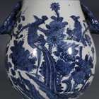 Nice Chinese Art Hand Painting Blue white Porcelain Bird Zun Vase