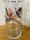 Vintage Mcm Pheasant Martini Cocktail Pitcher   Glass Stirrer Gold Trim Barware