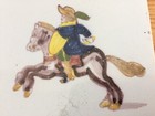 Antique 19th C Dutch Delft Hand Painted Soldier On Horseback Polychrome Tile