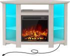 Fireplace Corner Tv Stand Led Lights Modern Console Entertainment Center Rustic