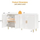 60 Inch Sideboard Buffet Cabinet Arched 4 Doors White Gold Legs Storage Console