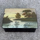 Vtg Russian Hand Painted Lacquer Trinket Box Signed Fedoskino 1970s Landscape