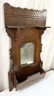 Antique Wooden Wall Pocket With Mirror And Small Shelves 23 In X 13 In