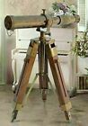 Nautical Vintage Antique Decorative Solid Brass Telescope W  Wooden Gift Tripod 