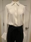 Equipment White 100  Silk   Black Long Sleeve Jumpsuit  Size 4  us   Nwt 