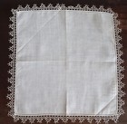 Vintage Hanky 1930s Irish Linen   Hand Tatting Off White   Beige Never Used