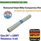 36  X 100ft Waterproof Inkjet Milky Transparency Film Local Pickup