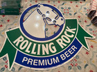 Rolling Rock Lot Of 9 Pieces-horse Sign  Menu Tents  Cooler Door Beer Mounts