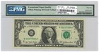 1977  1 Federal Reserve Note New York Fr 1909-b Pmg Au 55 Epq Offset Error