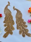 Handmade Zardozi Patch  Gold Peacock Left Right Applique  Garment Embellishment