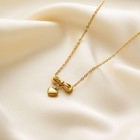 18k Gold Plated Heart Necklace For Women  Adjustable 18-20 Inch Love Heart Pe   