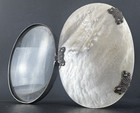 Georgian Sterling Silver Framed Mother Of Pearl Case Folding Magnifying Glass