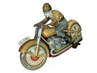 Technofix Ge 258 Racing Windup  4 Motorcycle Tin Litho Toy Us Zone Germany    