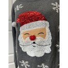 Tipsy Elves Santa Sequin Ugly Christmas Sweater Grey Womens L Long Sleeve