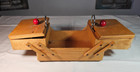 Vtg Singer Wood Accordion Expandable Sewing Organizer Chest Box Travel Small 8x6