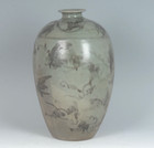 Korean Joseon Dynasty Celadon Jar Vessel Vase   H 27 cm 