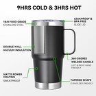 20 Oz Stainless Steel Tumbler With Handle Metal Insulated Coffee Travel Mug With