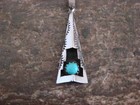 Native American Sterling Silver   Turquoise Shadow Box Pendant - Perry
