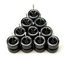 5x Sets Advan V2 11 11mm Replacement Wheels Rubber Tires For 1 64 Scale Car Blk