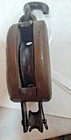 Vtg  Wooden Block Tackle Pulleys Hook Cast  iron  metal Industrial Garage Core