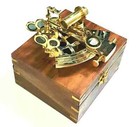Antique Brass Pocket Sextant Navigation Nautical Marine Vintage Wooden Box