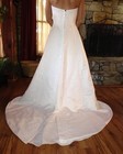David s Bridal   Wedding Gown  Strapless  White Satin  Pearl Beading  Train