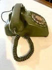 Used Olive Green  avocado Rotary Dial Telephone Western Electric Bell System Vtg