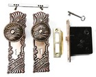 Antique Door Set Victorian   Eastlake Backplate Knob Mortise Lock Key Reclaimed
