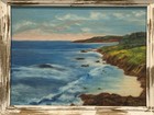 Antique C1948 Rocky Coast Seascape Oil Painting Signed  s  E  Abbott 