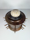 Antique Turned-wood Sewing Caddy   Thread Spool Holder With Pincushion Top