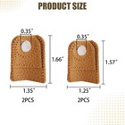 Leather Thimbles Finger Protectors For Hand Sewing  4 Pcs 2 Sizes White