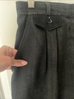 Vintage Linen Highwaisted Culottes Pleated Jorts Pockets Black Retro Giorgio