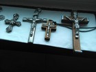 Vtg Catholic Crucifix Cross Jesus  lot Of 8  Italy Rosary