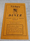 Vintage 1940 s The Victory Diner Restaurant Menu   Akron  Pennsylvania 