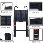 3-6m Aluminum Telescoping Ladder Lightweight With 2 Detachable Roof Hooks En131