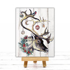 Christmas Reindeer With Decorated Antlers Door Hanger Or Sign 7 X 9 Inches