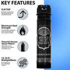 4 Police Magnum Pepper Spray Self Defense Security 5oz Fliptop Stream Protection