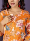 Indian Women Pure Cotton Orange Floral Printed Dress Kurta With Palazzo Set