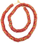 Ghana Red Sunflower Eye Recycled Glass African Trade Beads  01829 