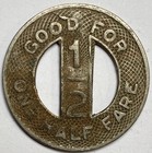 Austin Street Railway Co Transit Token Austin Texas 1 2 Fare
