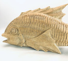 Vtg Wooden Handcarved Fish Sculpture Blonde Wood Large 16 Inches