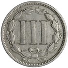 Vf 1865 3 Cent Piece Nickel - Nice Looking Civil War Ear Coin  jgun 