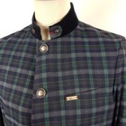 Luis Trenker Janker Mens Sz 50 Blue Green Plaid Linen Cotton Jacket Coat