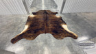 Cowhide Rug Large Brindle Redish Leather Size 69   x 73    - 006